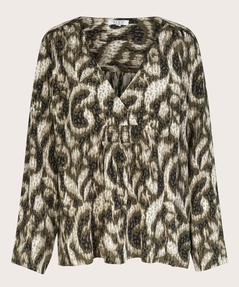 blouse en viscose avec détail smocké, Sea Turtle