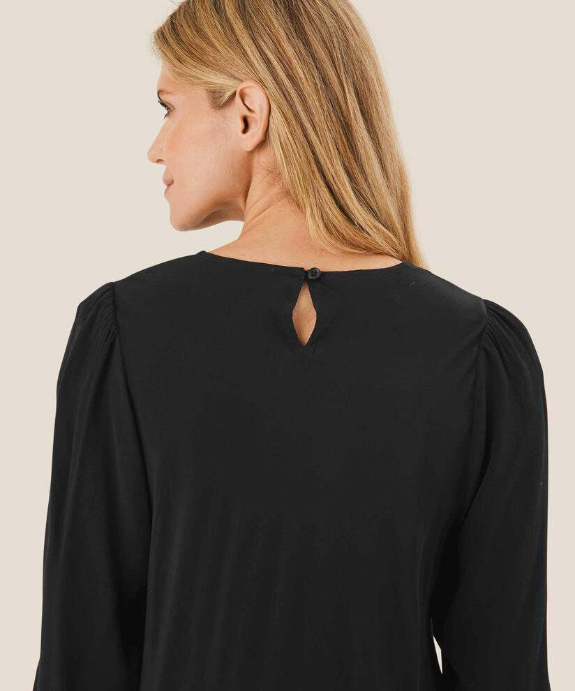 ROBE EN VISCOSE MANCHES TROIS-QUARTS, Black