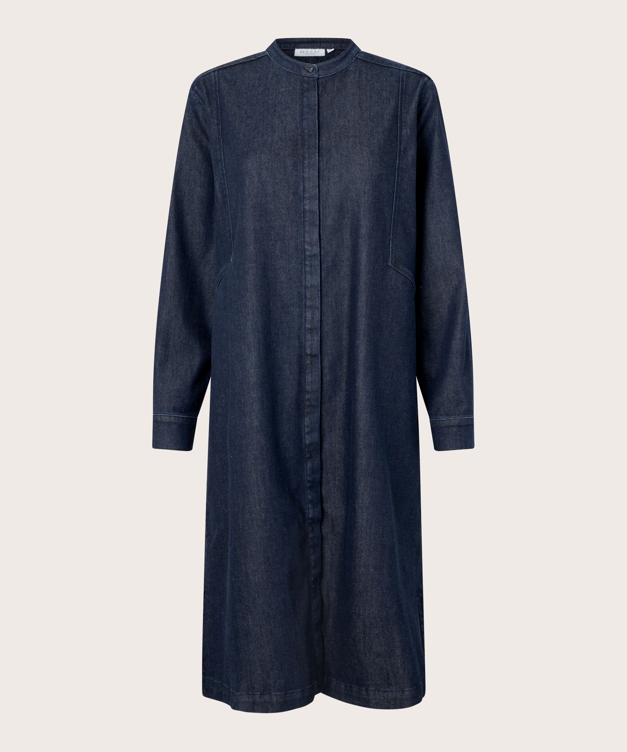 robe en jean avec patte de boutonnage cachée, Dark Denim