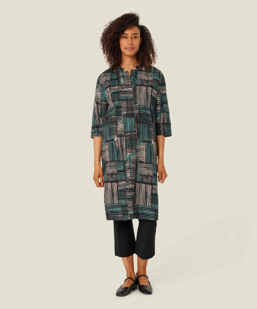 robe-chemise en coton avec poches fendues, Teal