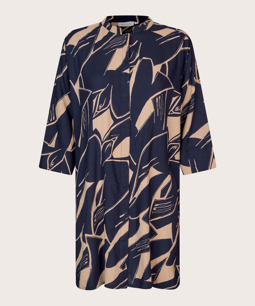 chemise en viscose imprimée avec fente latérale, Navy Blazer