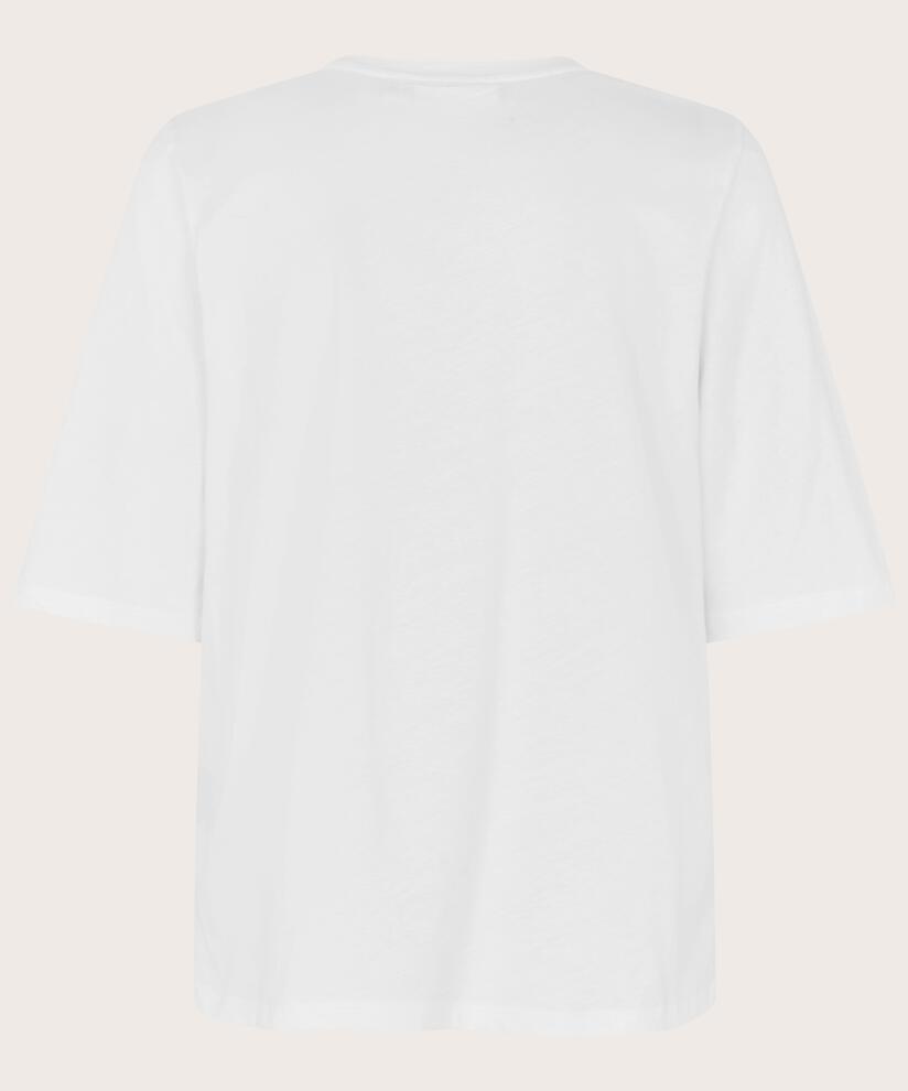 T-shirt à col rond et manches 1/2, White