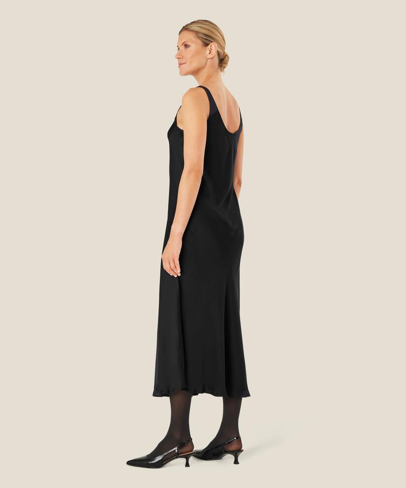 robe en satin de viscose à décolleté profond, Black