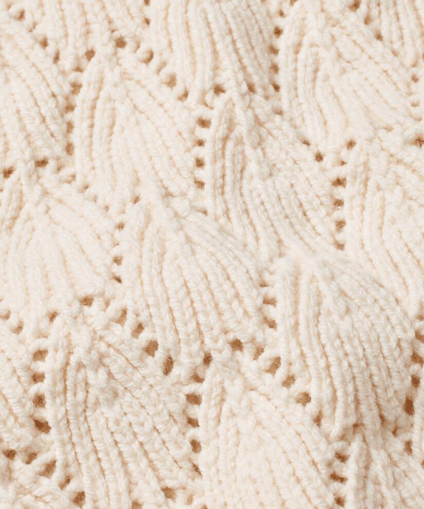 pull tricoté avec motif de dentelle décorative et col roulé, Whitecap