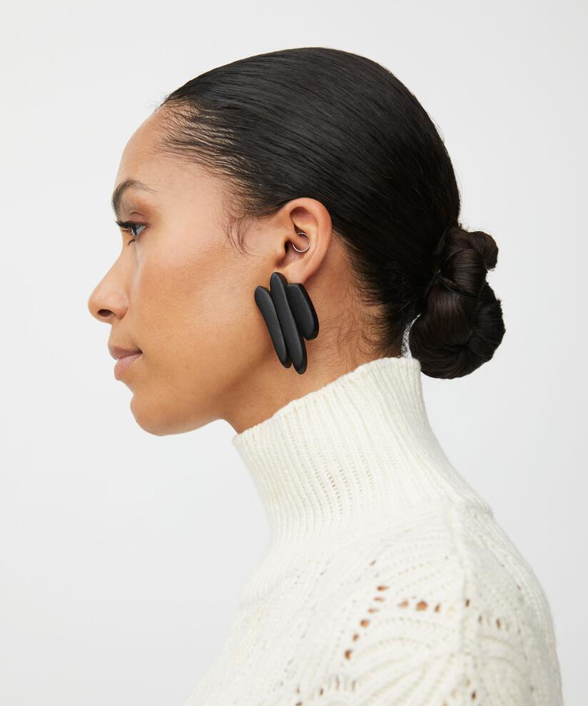 Boucles d'oreilles avec perles en bois noires, Black