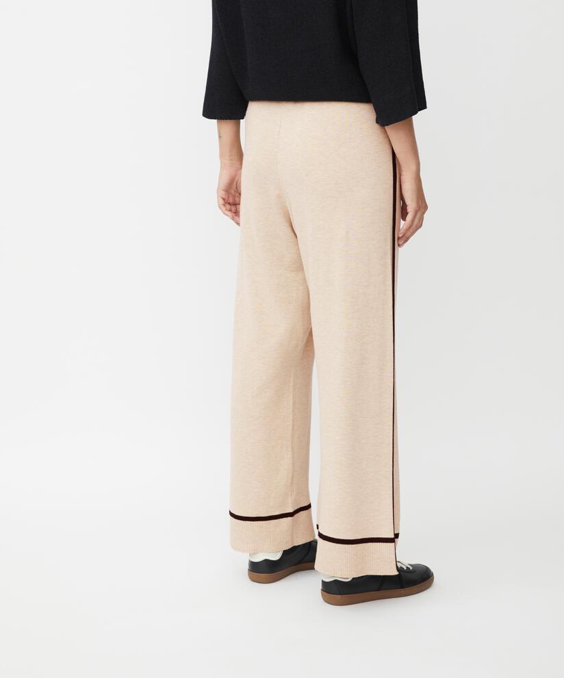 pantalon en maille fine à rayures contrastées, L beige mel