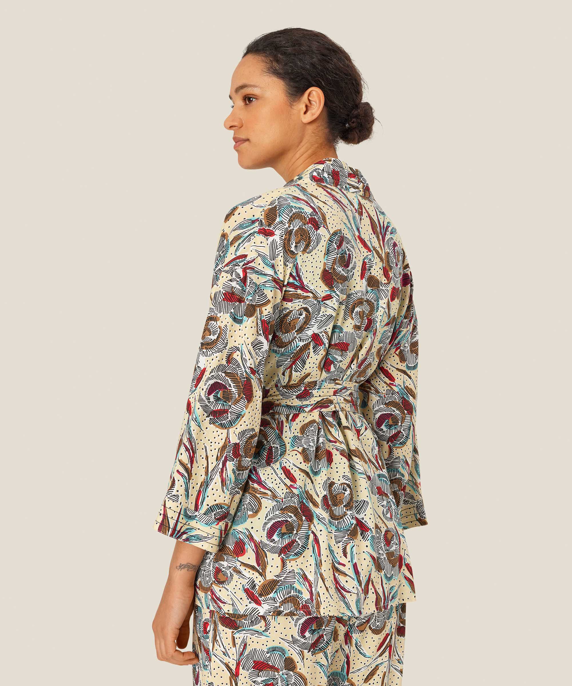 veste en viscose imprimée à manches 3/4 et ceinture, Soybean