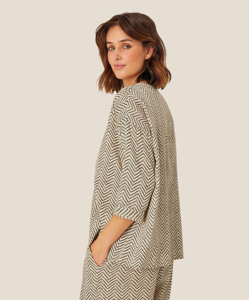 Blouse En Viscose À Manches 3/4, Fog
