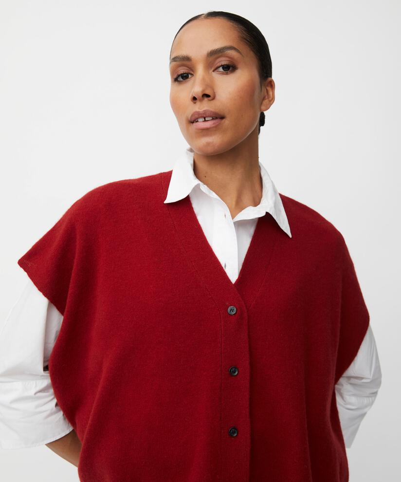 cardigan en laine à manches courtes, Red Dahlia