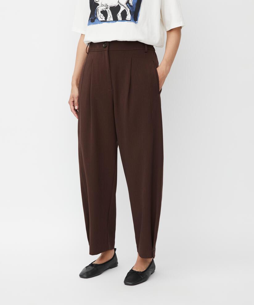 Pantalon Tissé Avec Stretch Et Bouton Sur La Jambe, Sh. Chocolate