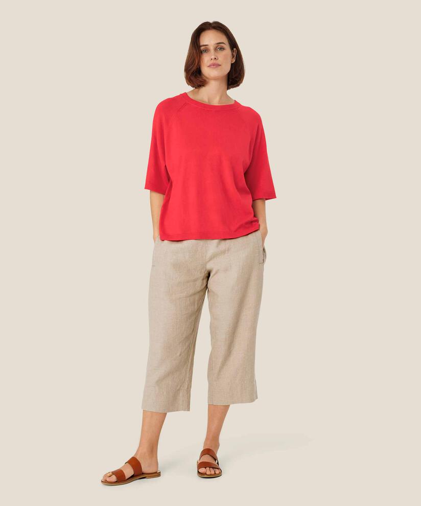 pull en maille à manches courtes et col rond, Hibiscus