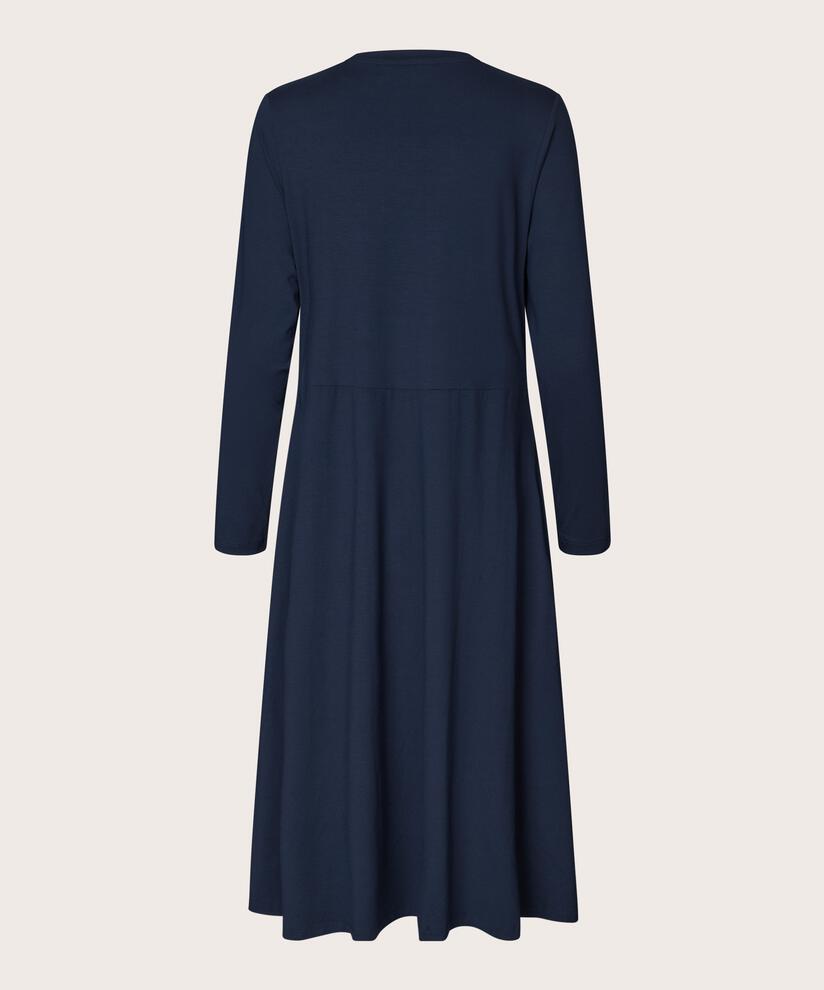 Robe En Jersey À Manches Longues Et Poches Fendues, Navy