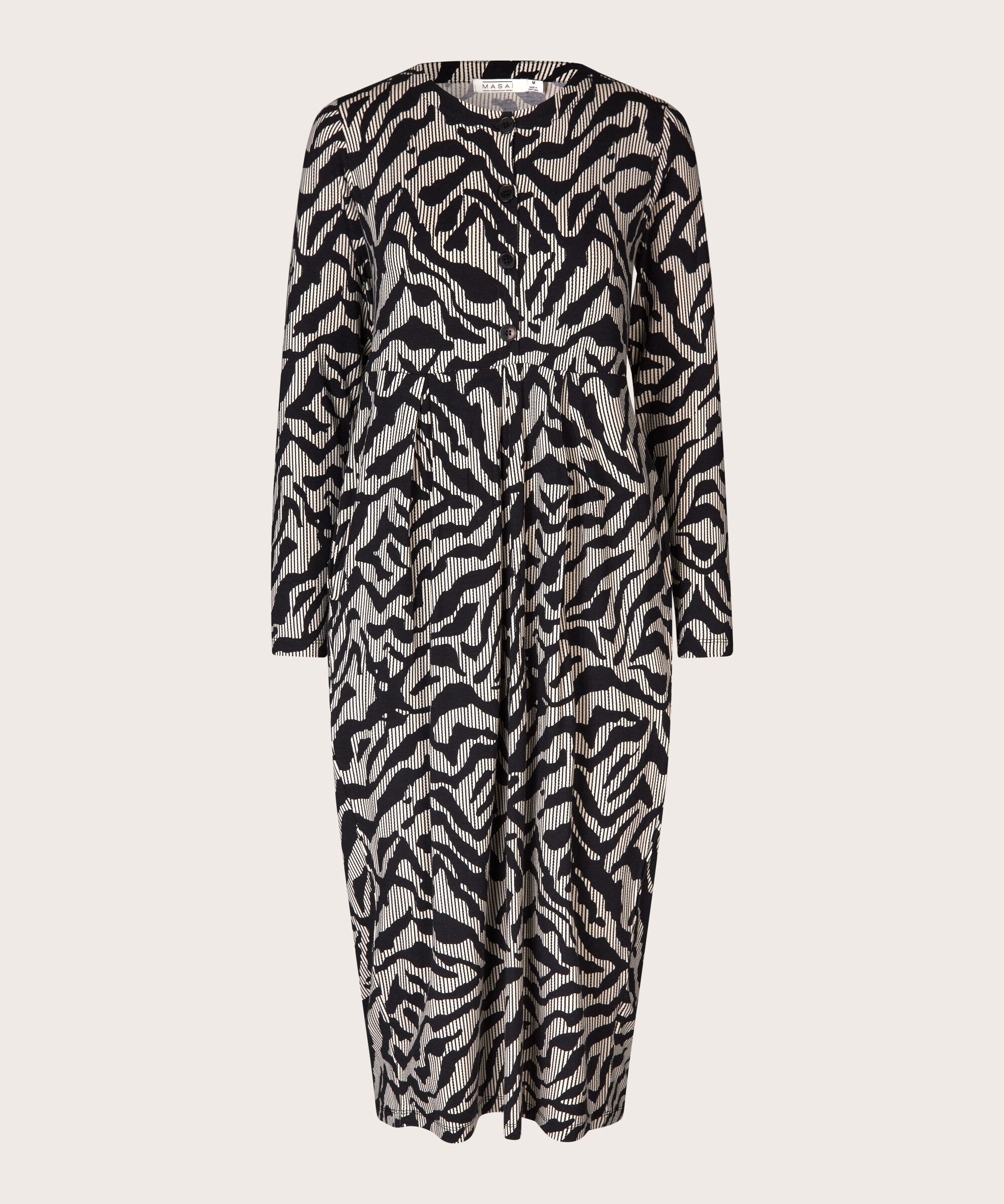robe tulipe avec boutons au cou, Black