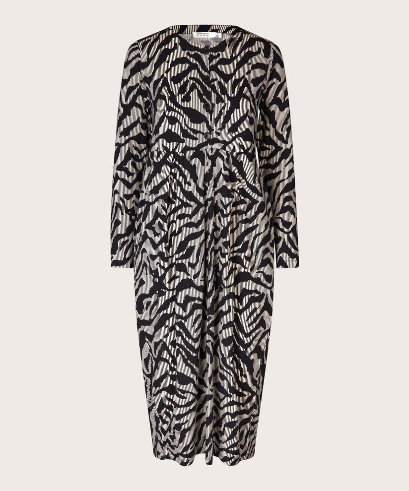 robe tulipe avec boutons au cou, Black