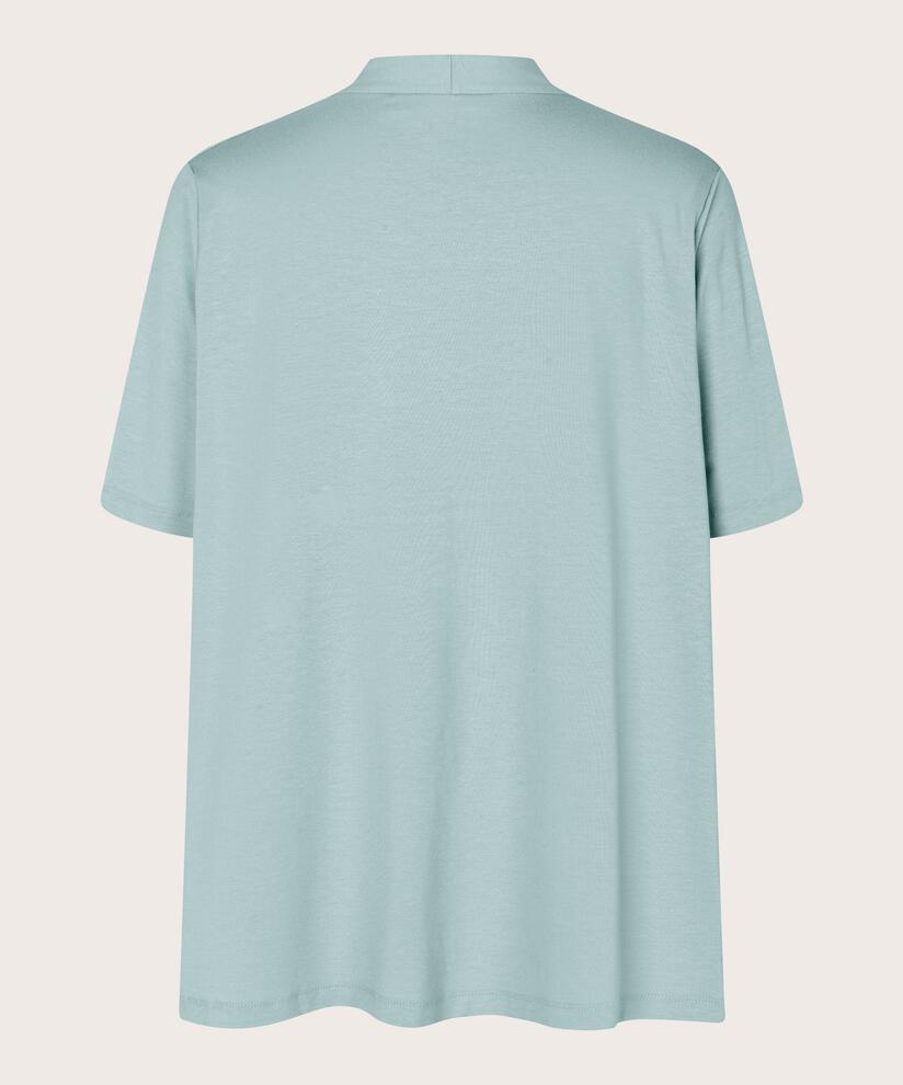 t-shirt avec col en V et drapés, Blue Haze