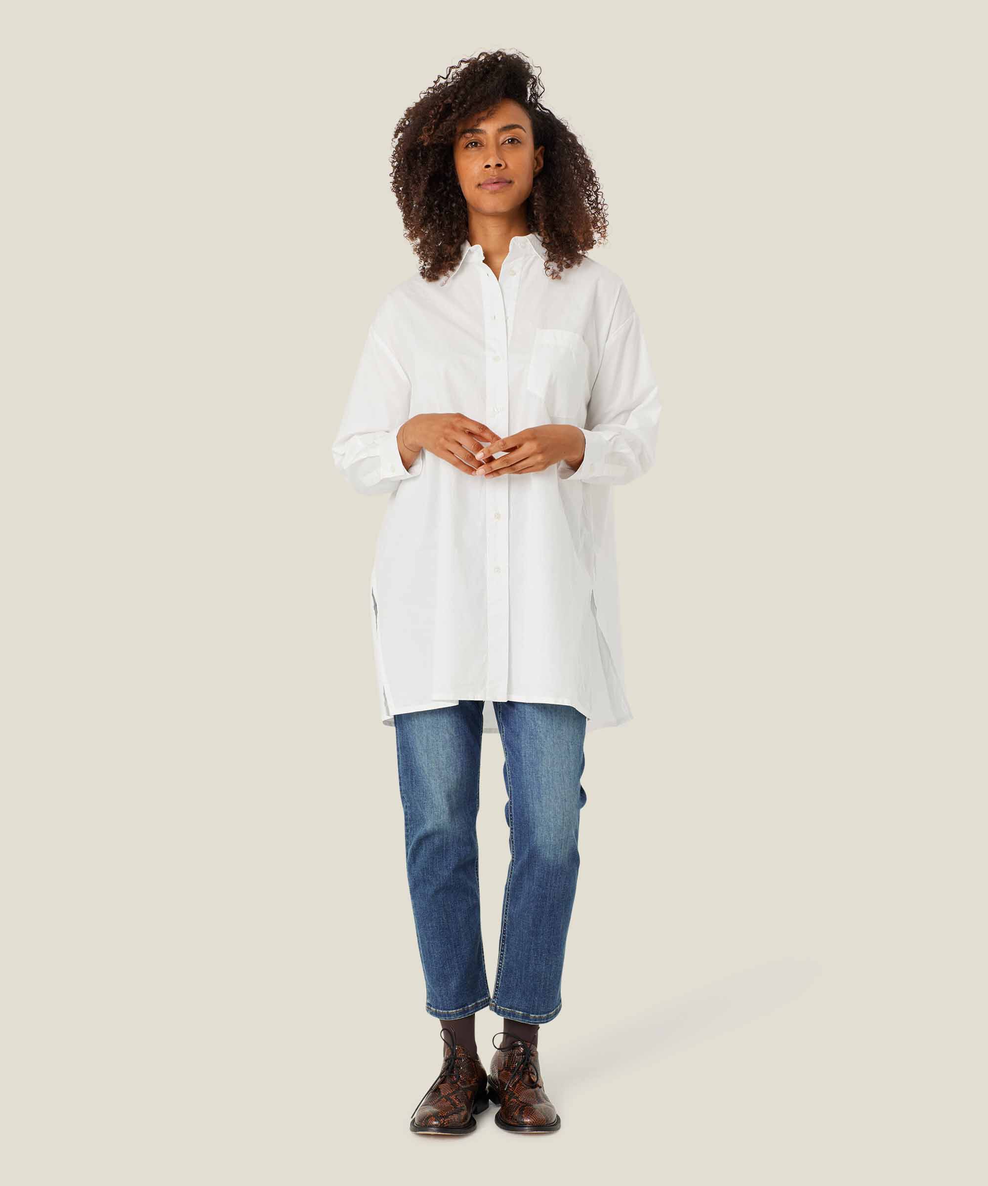 chemise boutonnée en coton, White
