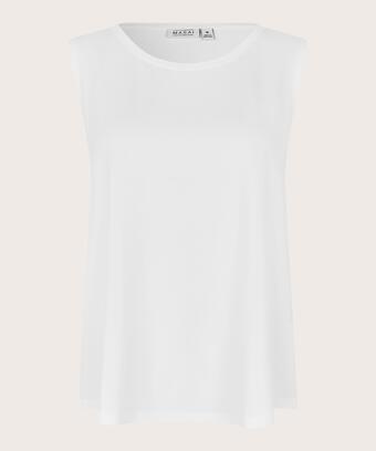 Top En Jersey Sans Manches À Col Rond, White