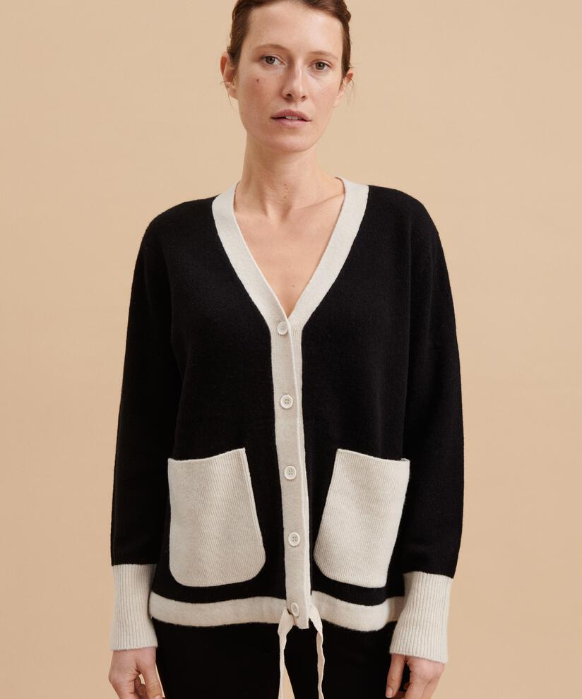 cardigan touche cachemire, Black