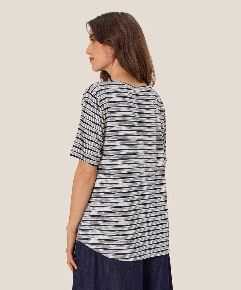 t-shirt col rond rayé féminin, Mood Indigo