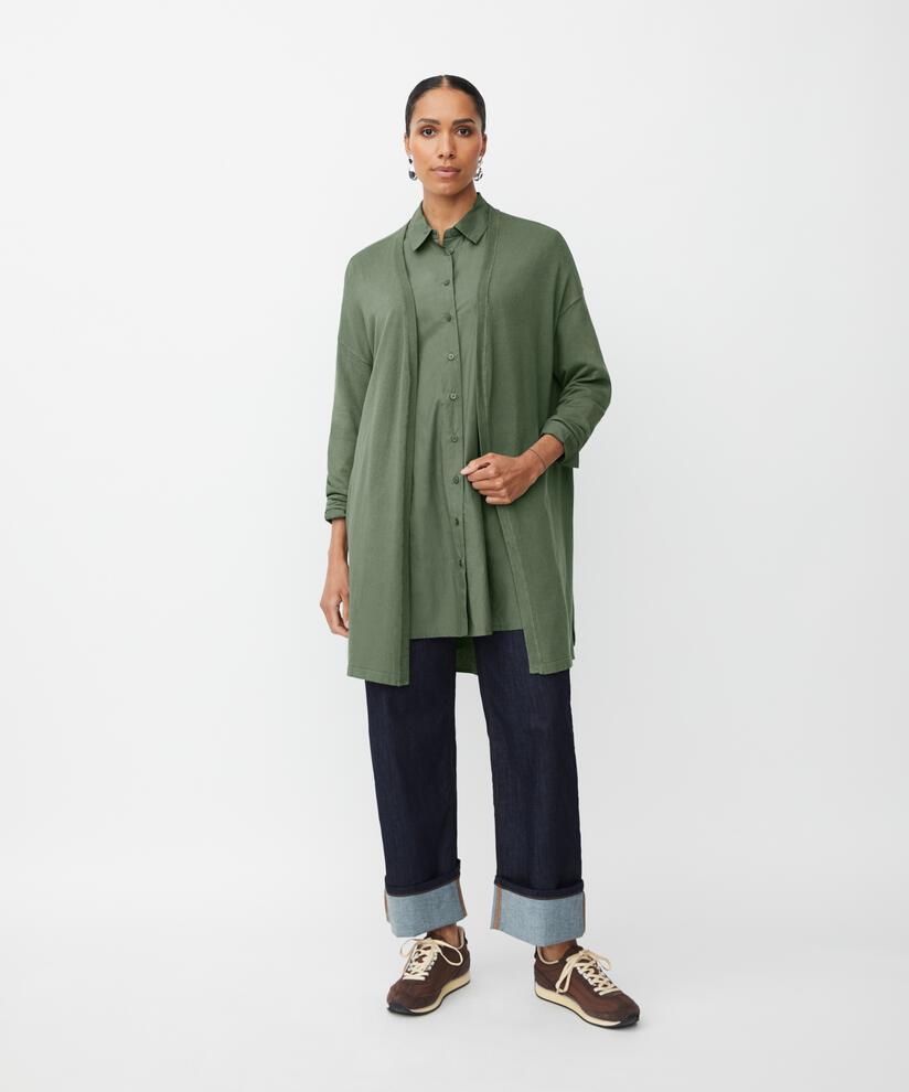 Cardigan En Fine Maille Coupe Droite, Duck Green