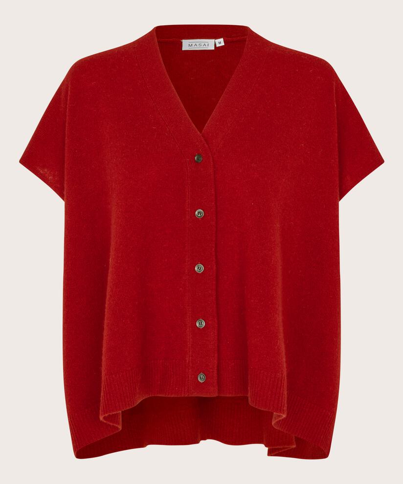 cardigan en laine à manches courtes, Red Dahlia