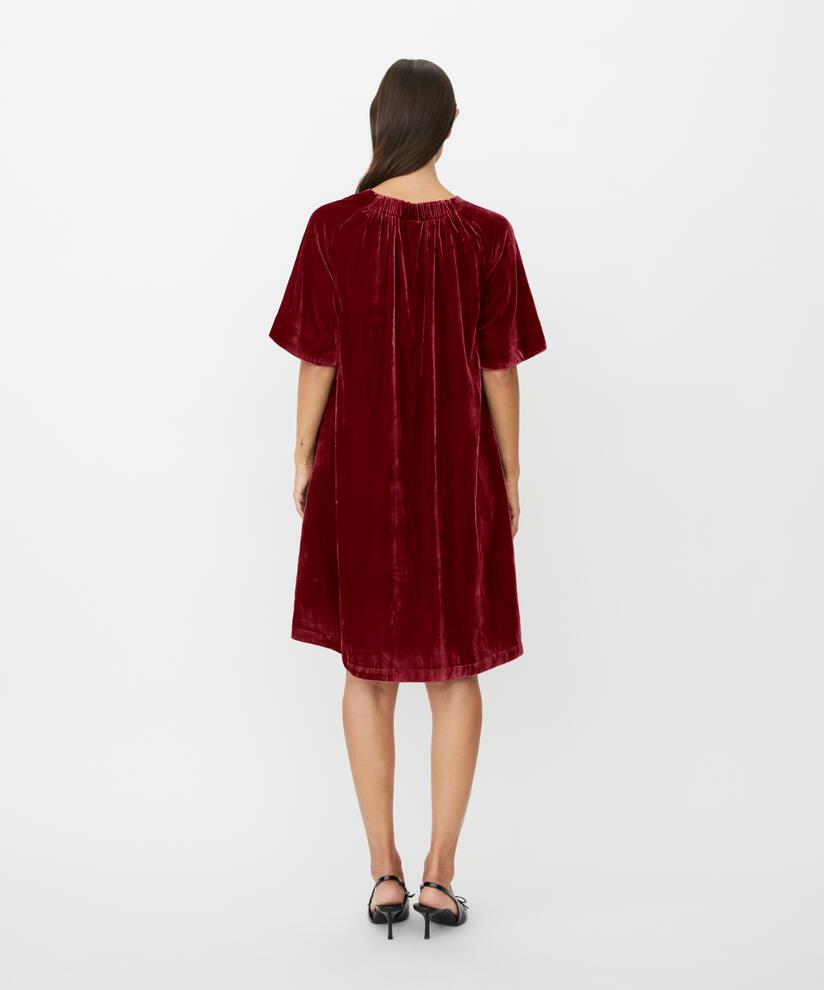robe en velours à manches courtes et col en V, Tawny Port