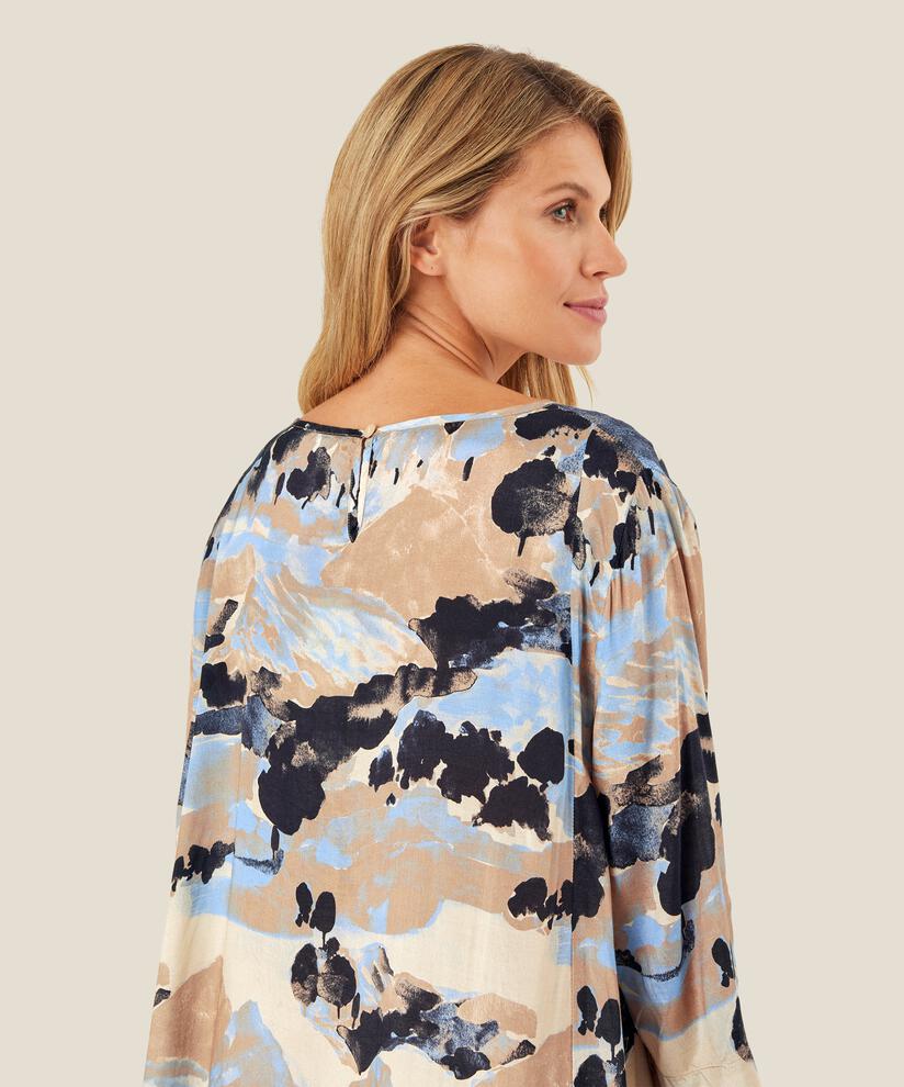robe en viscose avec un bouton au cou, Steel Grey