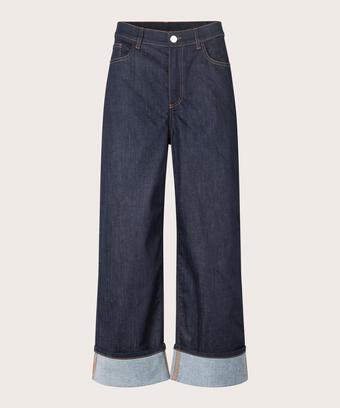 jeans extensibles avec revers, Dark Denim