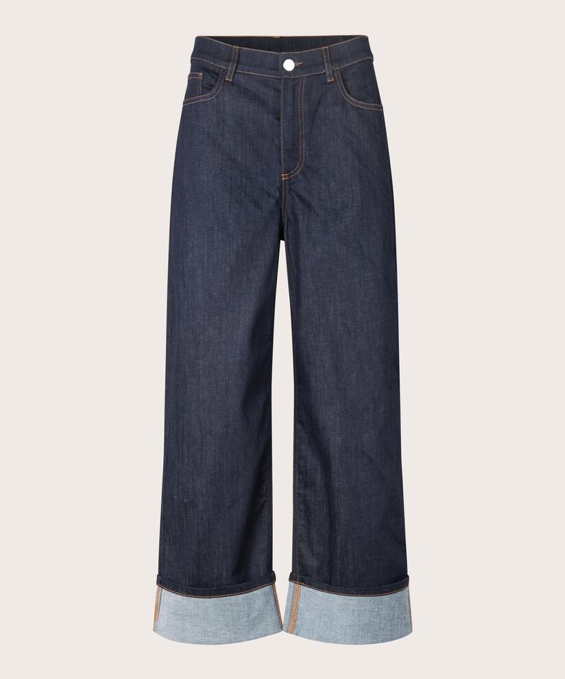 jeans extensibles avec revers, Dark Denim
