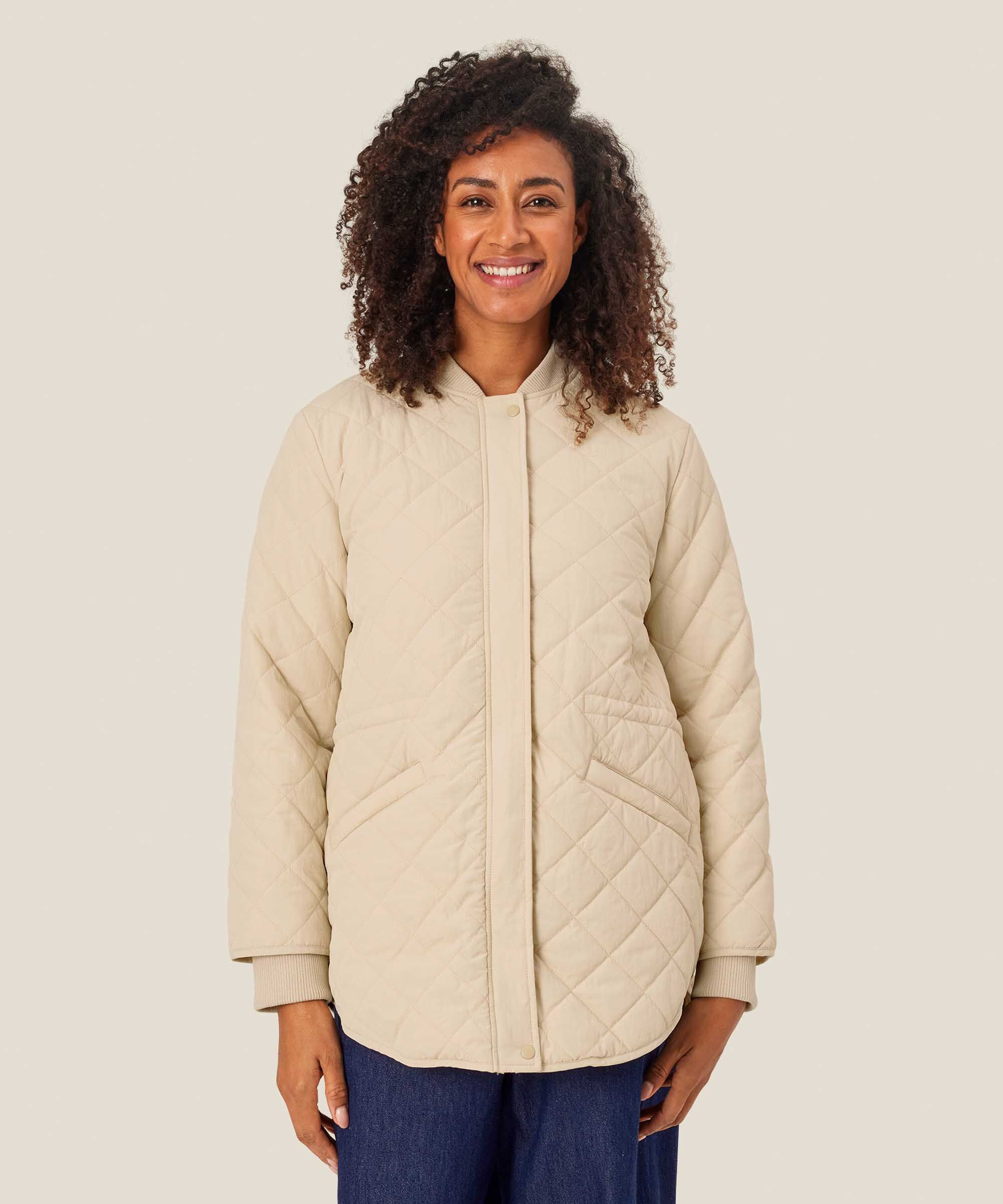 Veste matelassée avec détails côtelés et poches fendues, Oyster White