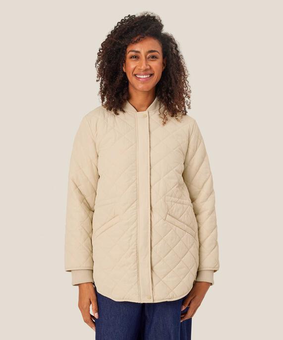 Veste matelassée avec détails côtelés et poches fendues, Oyster White
