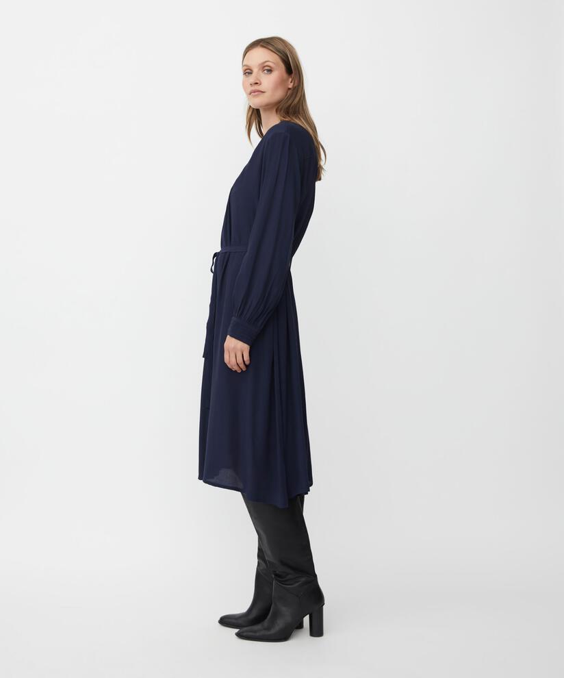 robe en viscose avec drapé et coutures décoratives, Navy Blazer