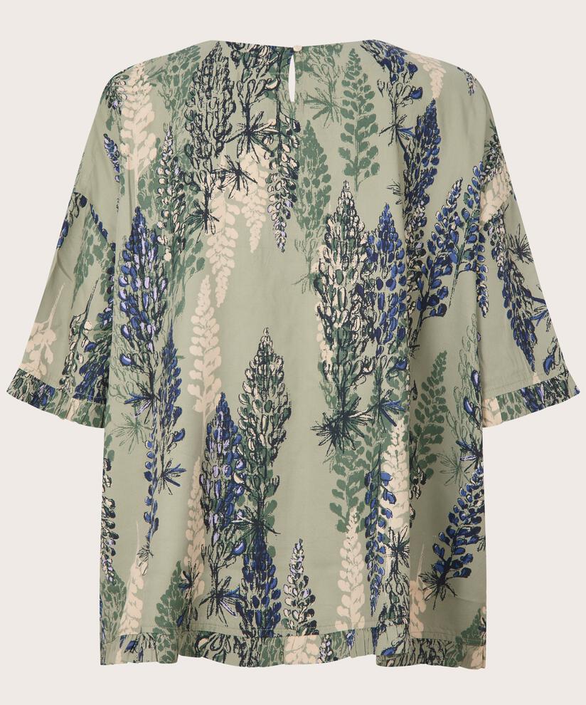 blouse en viscose avec bord volanté sur la manche, Seagrass