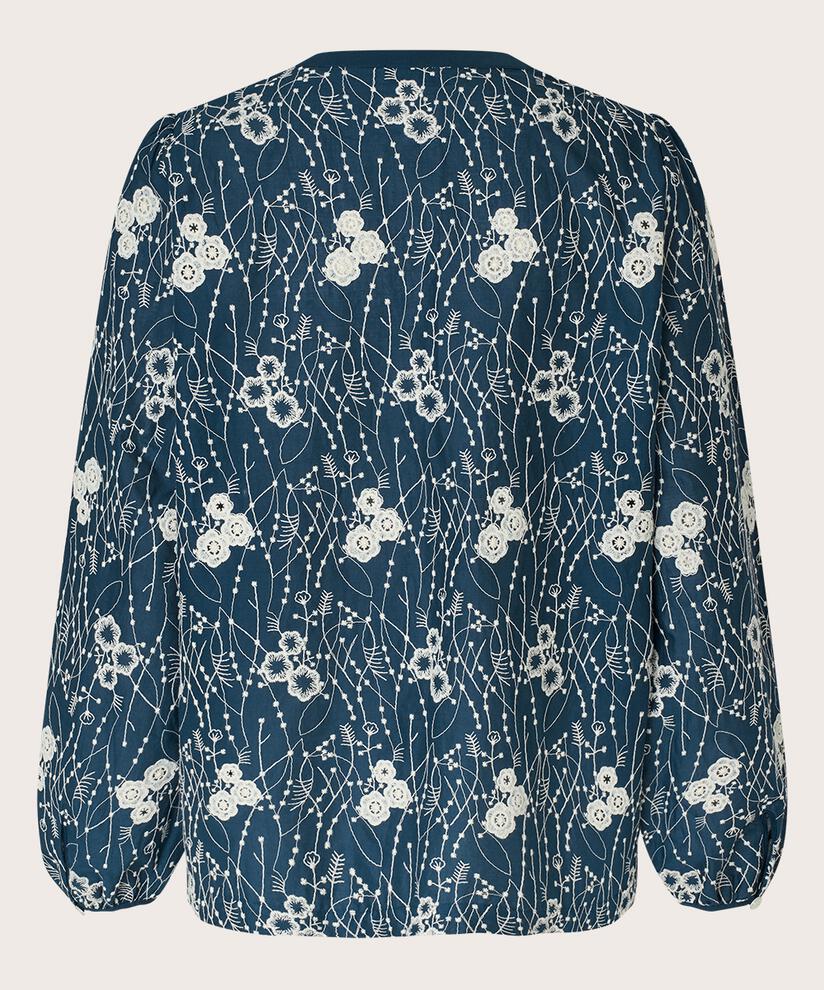 blouse en coton à imprimé fleurs brodées, Sargasso Sea