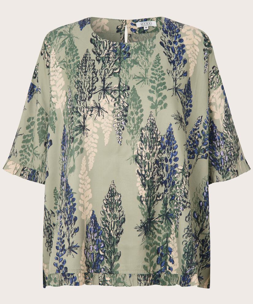 blouse en viscose avec bord volanté sur la manche, Seagrass