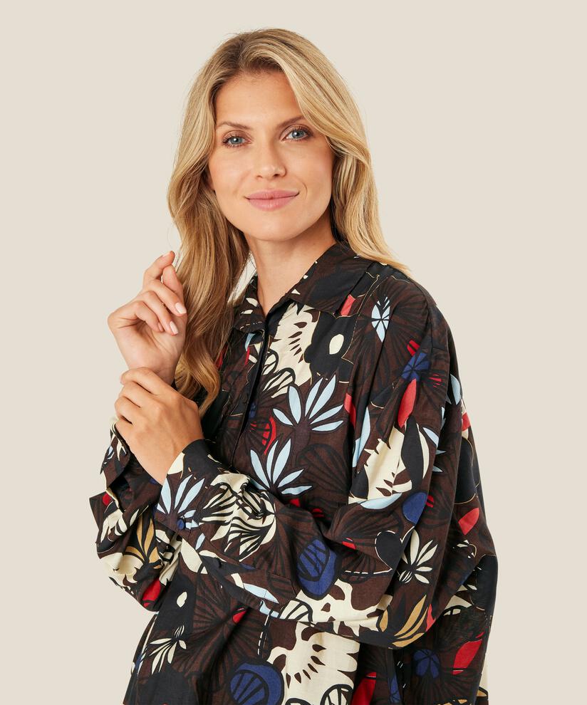 tunique en viscose avec patte de boutonnage, Coffee Bean