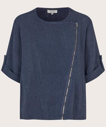 veste en boucle avec zip asymétrique, Mood Indigo