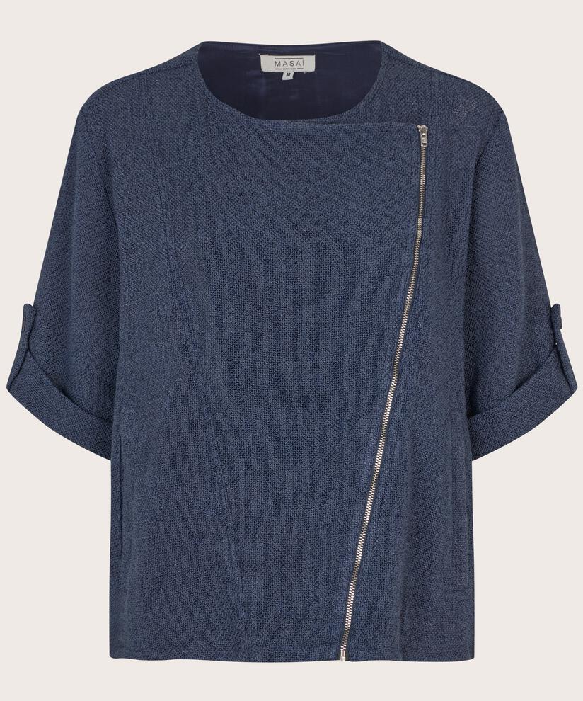 veste en boucle avec zip asymétrique, Mood Indigo