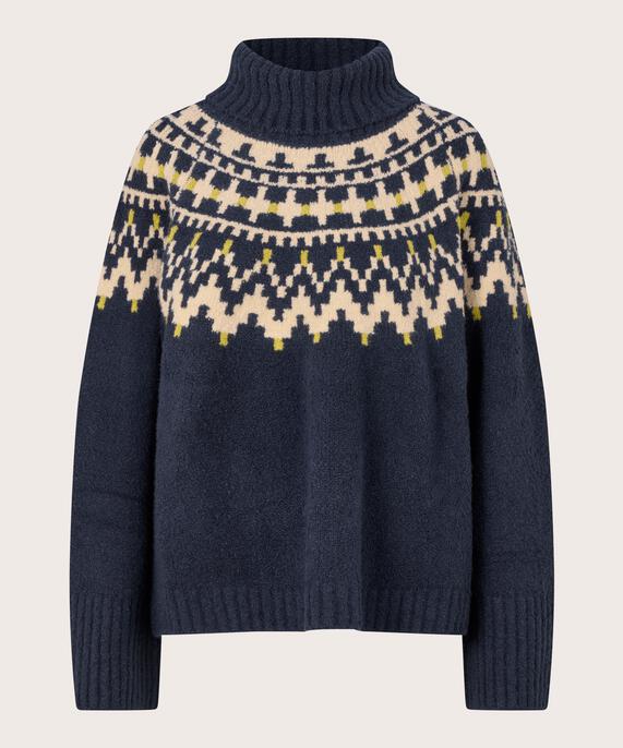 pull à col roulé avec bords côtelés, Navy Blazer