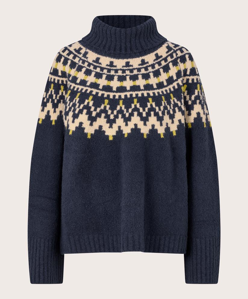 pull à col roulé avec bords côtelés, Navy Blazer