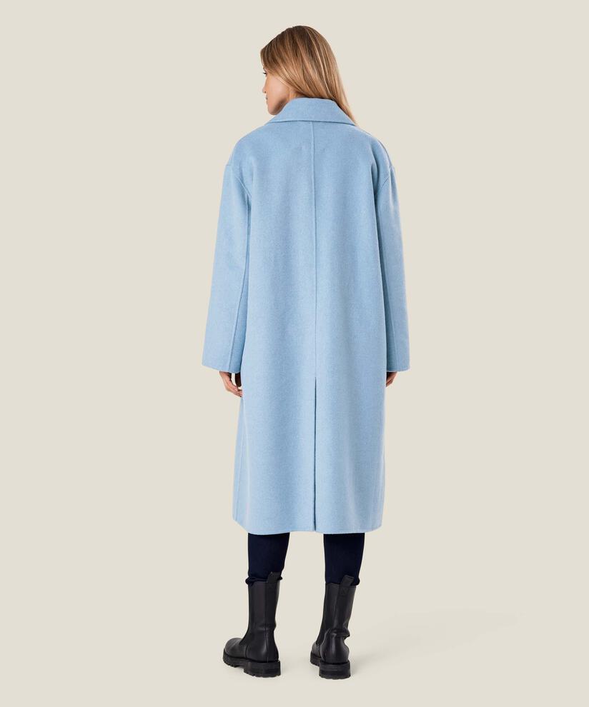 manteau long en laine avec liens, Ashley Blue