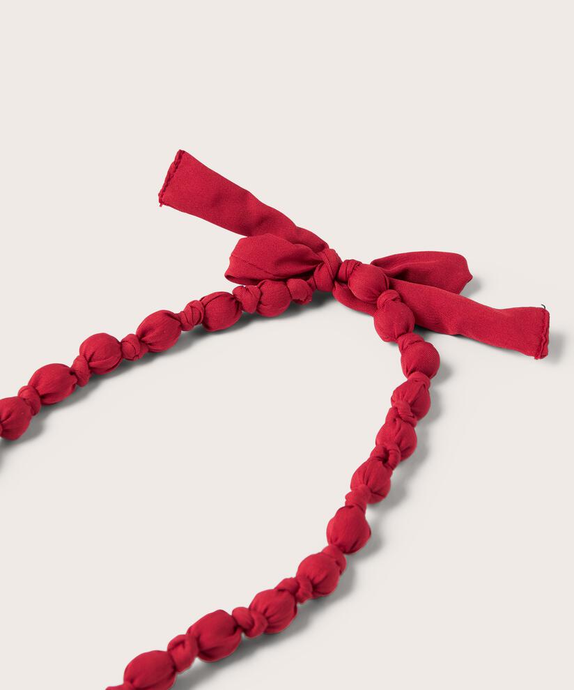 collier avec perles recouvertes de tissu, Mars Red