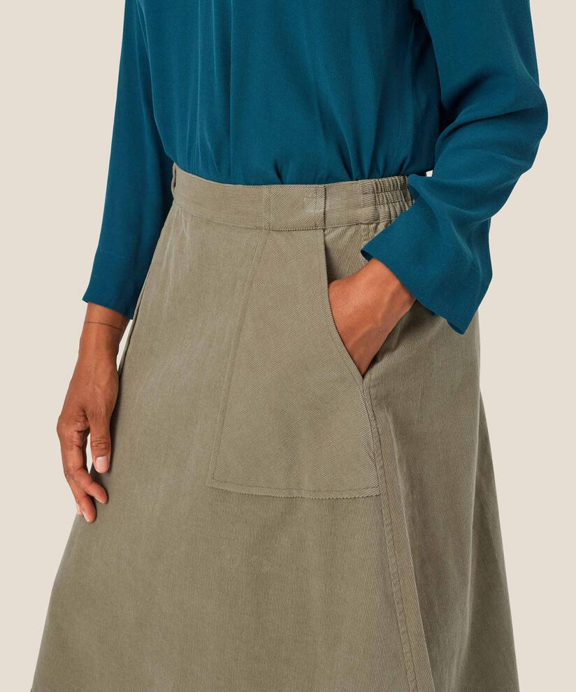jupe en velours avec élastique au dos, Vetiver