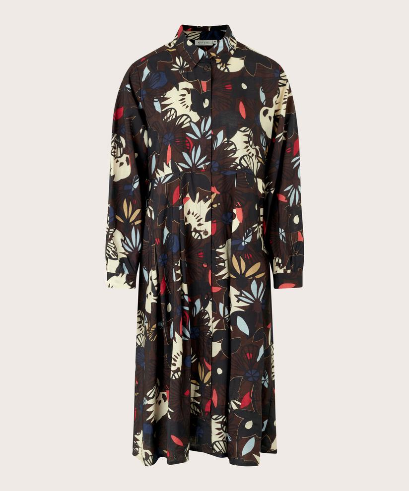 robe en viscose avec boutons et col, Coffee Bean