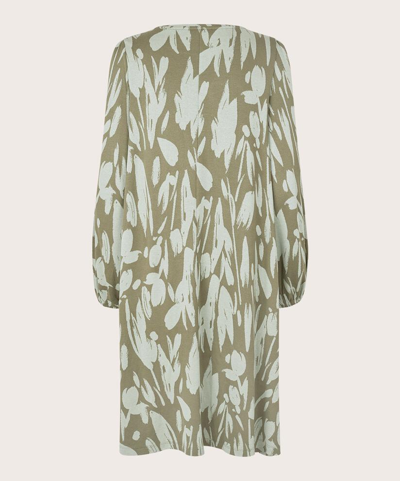 robe en jersey à fleurs à col rond, Frosty Green