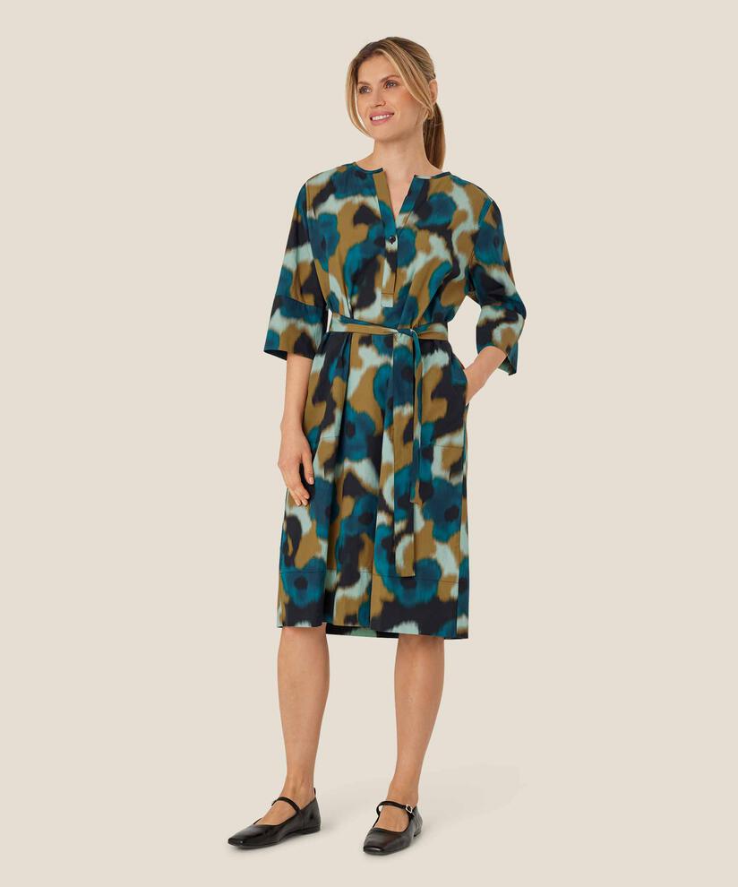 robe en coton imprimé avec patte de boutonnage et poches fendues, Celestial