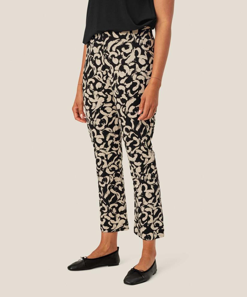 pantalon imprimé en jersey épais avec taille élastiquée, Black