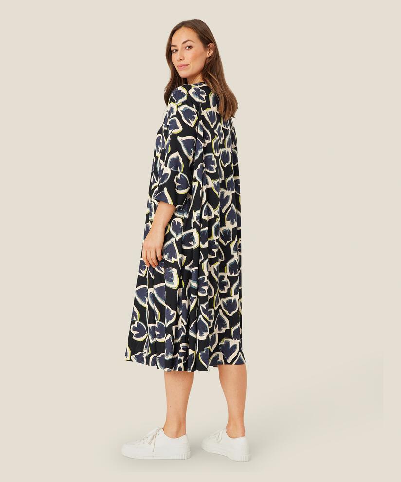 Robe En Viscose Avec Un Bouton Au Cou, Maritime Blue