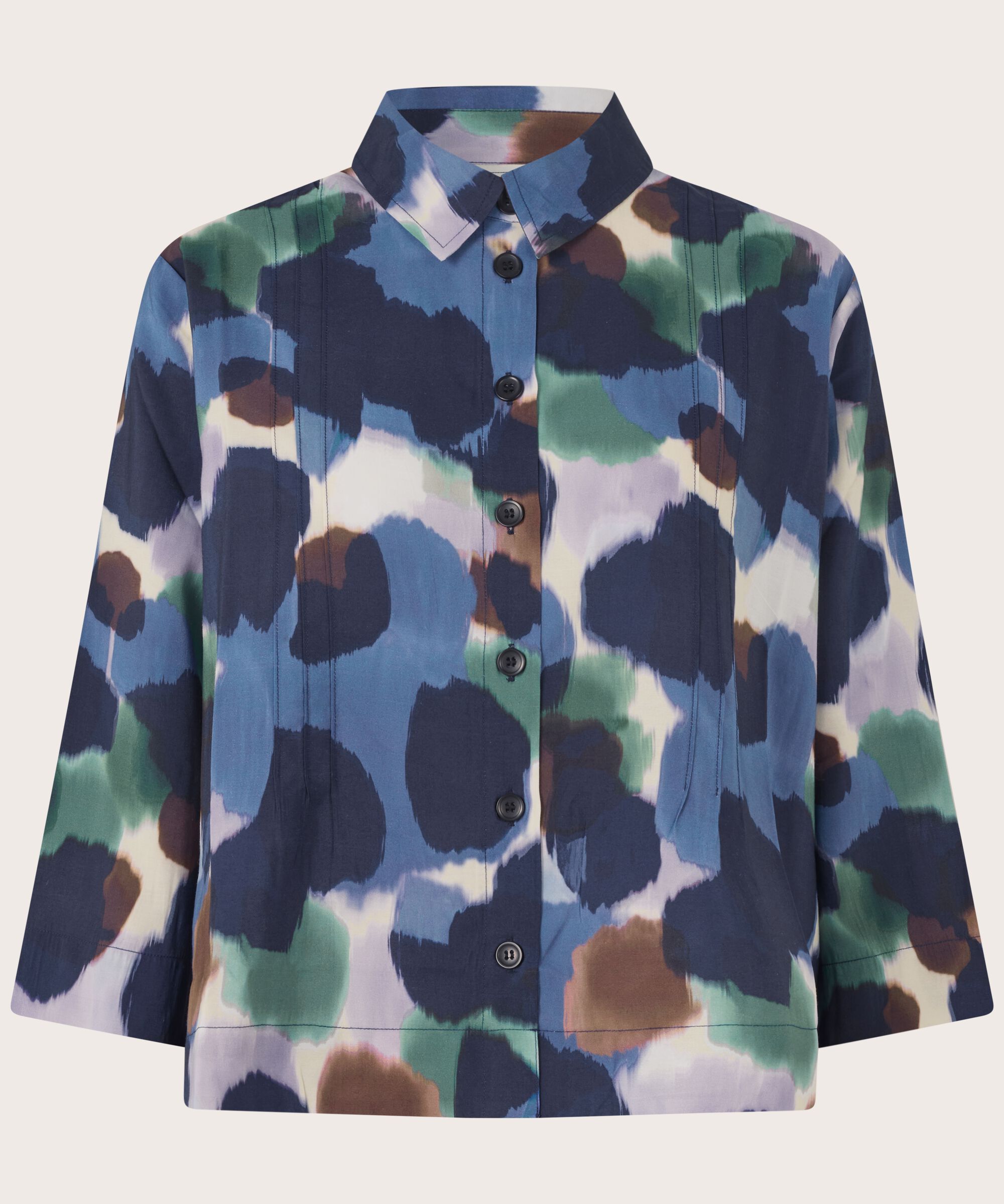 chemise à manches 3/4 et surpiqûres décoratives, Navy Blazer