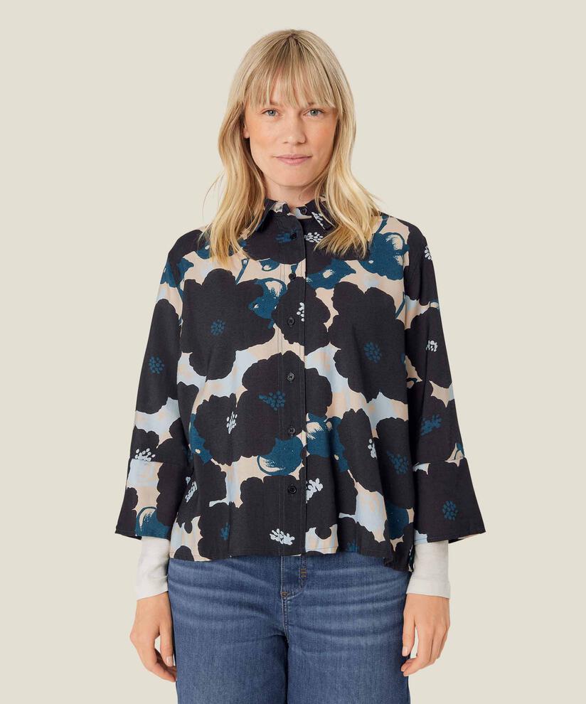 chemise en coton fleuri à manches 3/4, Moonlit Ocean